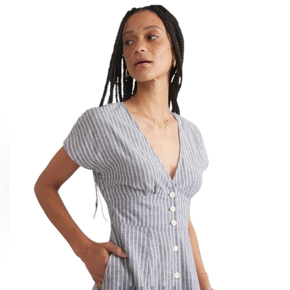 Marine Layer - Camila Striped Button Down Mini Dress Sz L - Picture 2 of 10